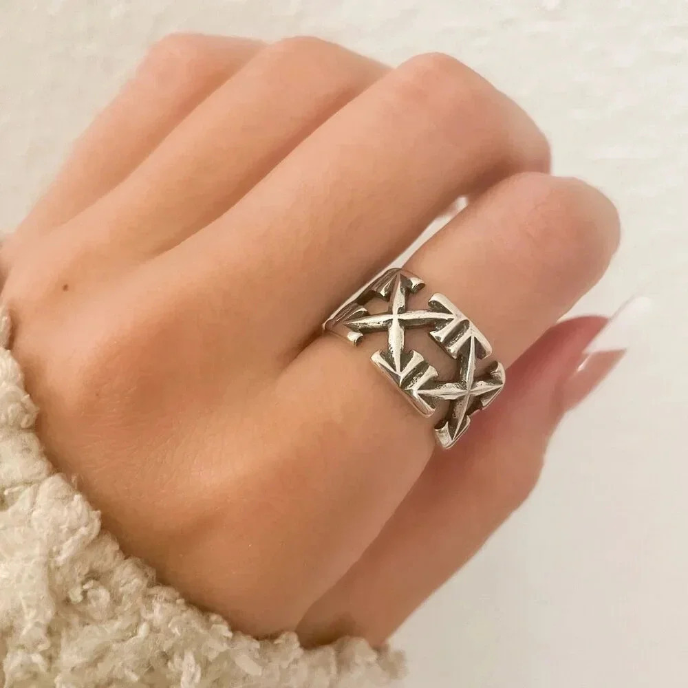 925 Sterling Silver Chunky Ring Arrow Ring Band Modern Minimalist Ring Band
